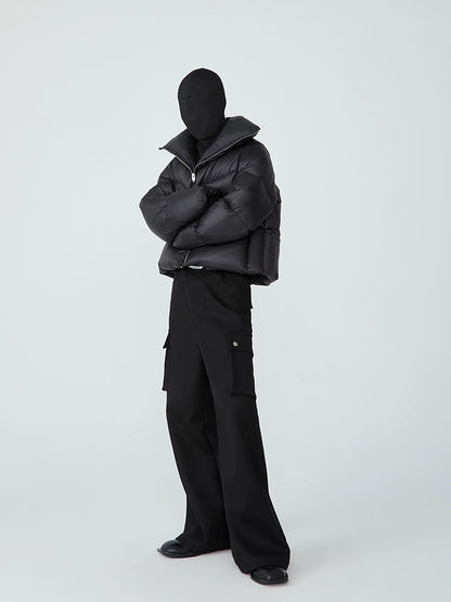 FRKM SCD 90 White Duck Down Neutral Short Collar Black Thick Jacket - TRENTON.