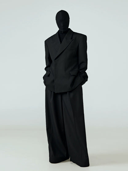 FRKM SCD draped silhouette wide-leg straight-leg black pants - RYAN.