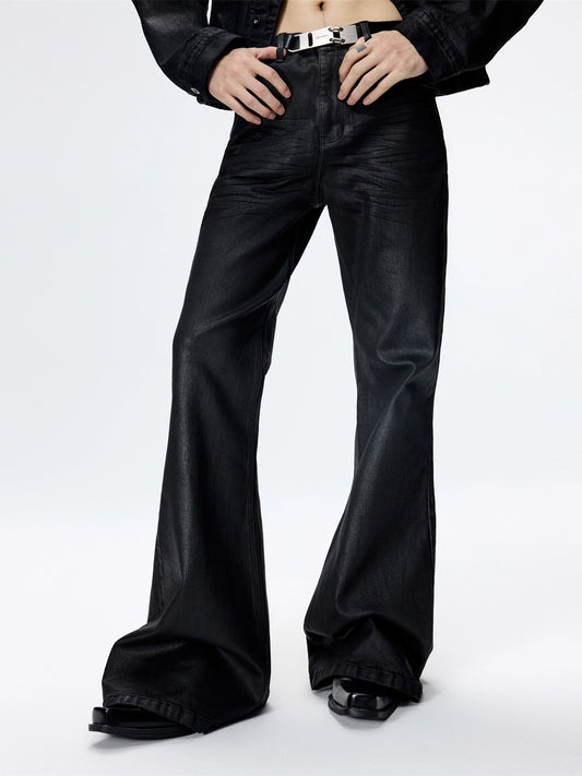 FRKM SCD Jeans Craft Brushed Wax Flared Pleated Cat Whisker Pants - BYRON.