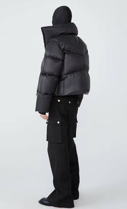 FRKM SCD 90 White Duck Down Neutral Short Collar Black Thick Jacket - TRENTON.