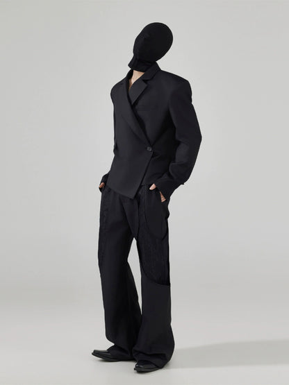 FRKM SCD Lace Panels Irregular Casual Slim Fit Blazer and Pant Set - NARA.