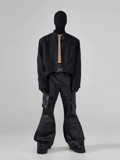 FRKM SCD Shaped Cutout Deconstructed Short Loose Black Jacket - HENDRICK.