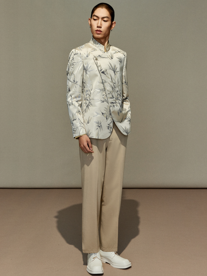 OWNLIFE Stand Collar Brocade Jacquard Suit - TRAIN.