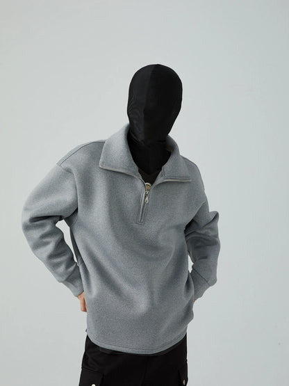 FRKM SCD  Gray Air Cotton Casual Loose Versatile High Neck Unisex Sweatshirt- XYLO.