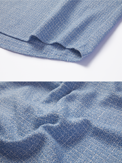 OWNLIFE blue slanted collar long sleeve casual shirt - JAW.