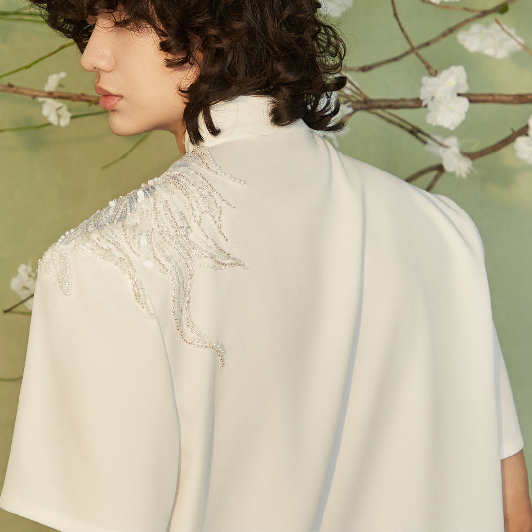 JIECHI  short-sleeved men's embroidered shirt - BASS.