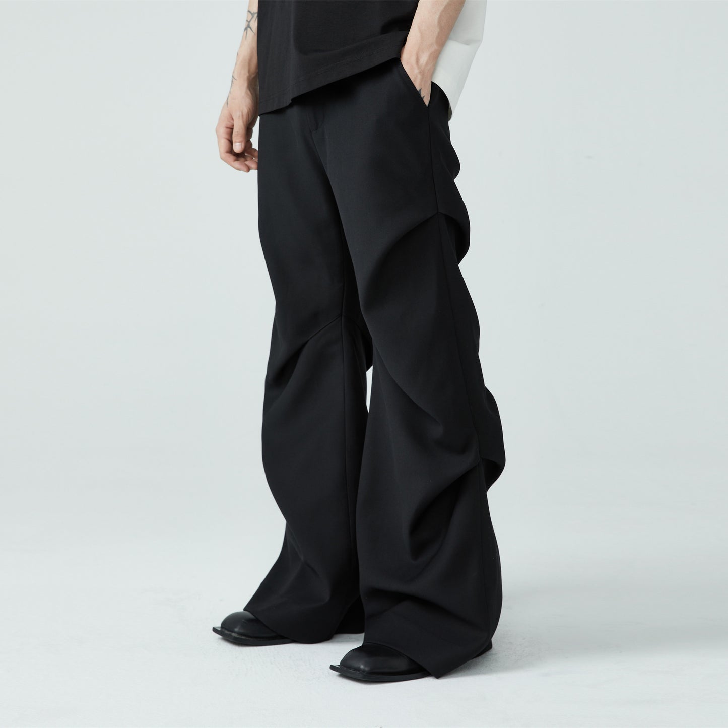 FRKM SCD SS Casual Summer Pleated Loose Flare Suit Pants -DANA.