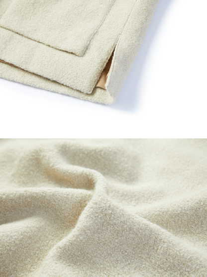 OWNLIFE fleece roll stand-up collar double placket buckle coat - BRAY.