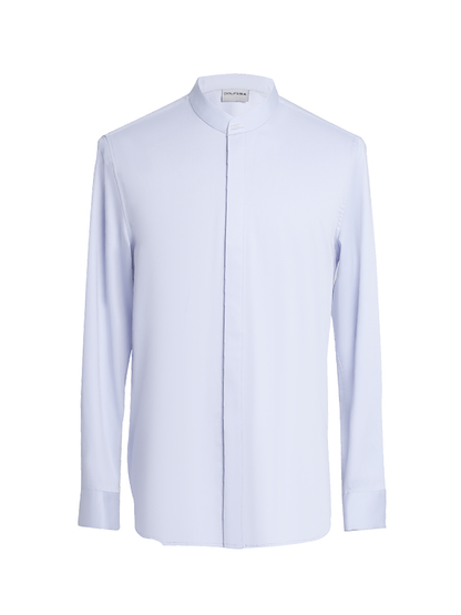 OWNLIFE Fiber Natural Jade Buckle Stand Collar Men's Shirt - MARK.