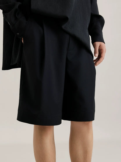 OWNLIFE Cool Wool Slimming Cropped Shorts - RICH.