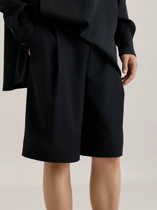 OWNLIFE Cool Wool Slimming Cropped Shorts - RICH.