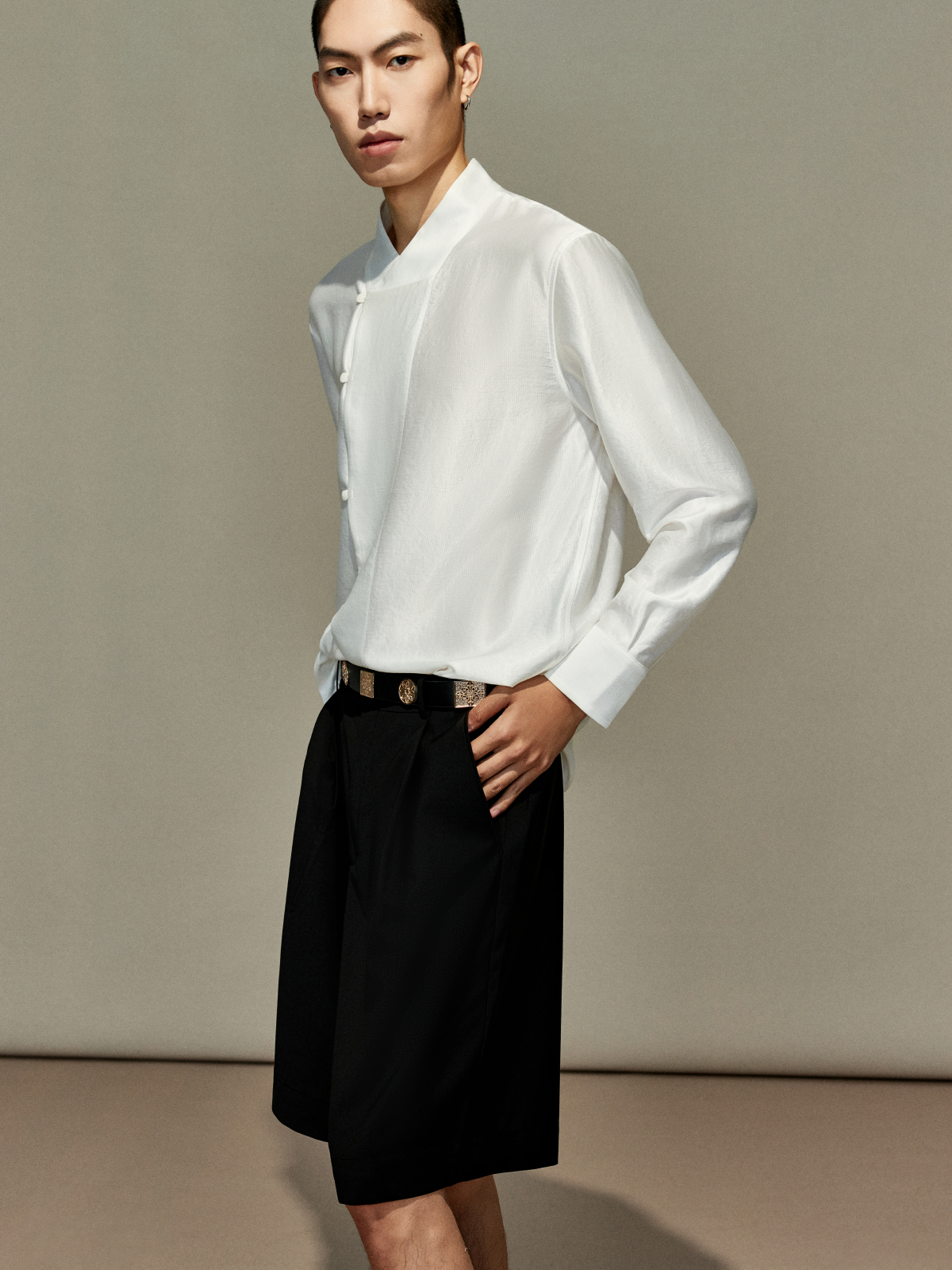 OWNLIFE acetic acid improved collar seersucker texture shirt - DAVE.