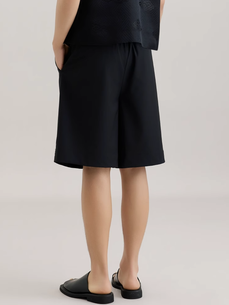 OWNLIFE Cool Wool Slimming Cropped Shorts - RICH.