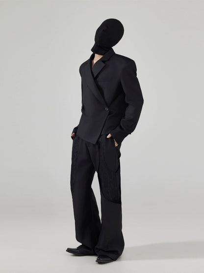 FRKM SCD Deconstructed Black Slightly Flared Pants and Suit Set - OMAR.