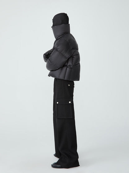 FRKM SCD 90 White Duck Down Neutral Short Collar Black Thick Jacket - TRENTON.