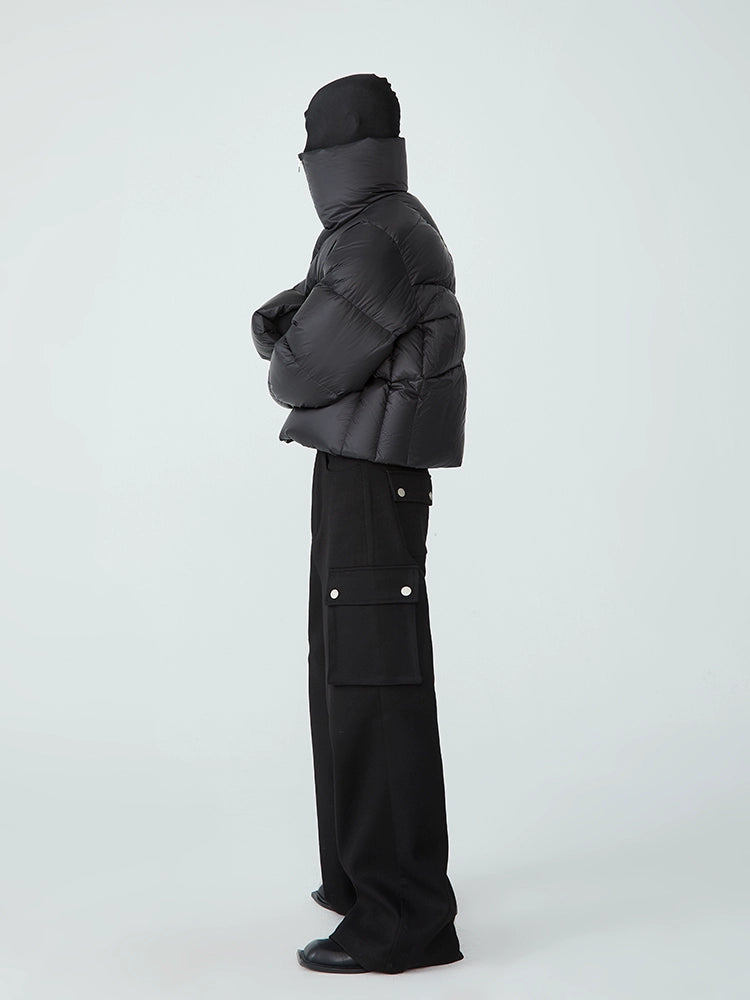 FRKM SCD 90 White Duck Down Neutral Short Collar Black Thick Jacket - TRENTON.