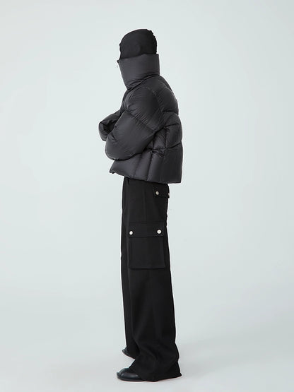 FRKM SCD 90 White Duck Down Neutral Short Collar Black Thick Jacket - TRENTON.