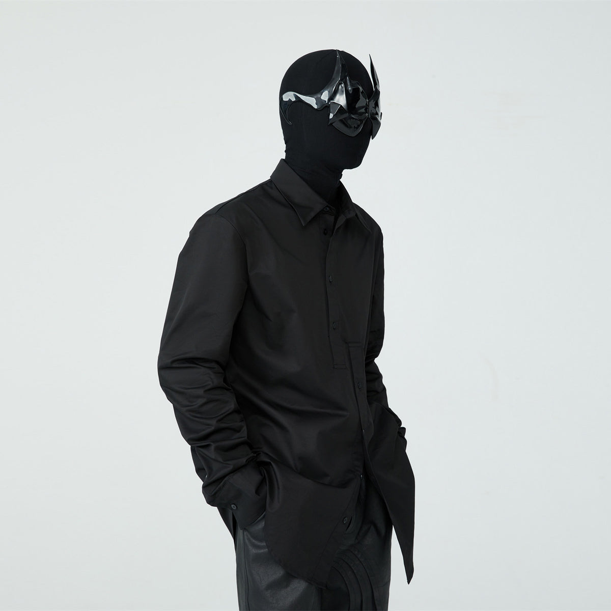 FRKM SCD SS Unisex Slim Long Sleeve Button Black Shirt - GORDON.