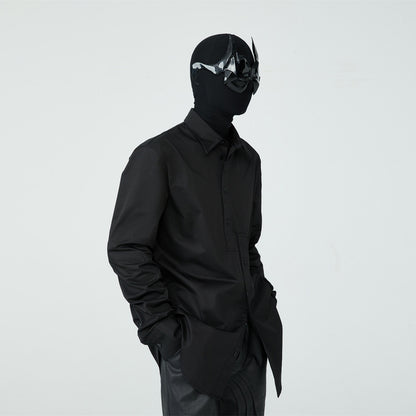 FRKM SCD SS Unisex Slim Long Sleeve Button Black Shirt - GORDON.