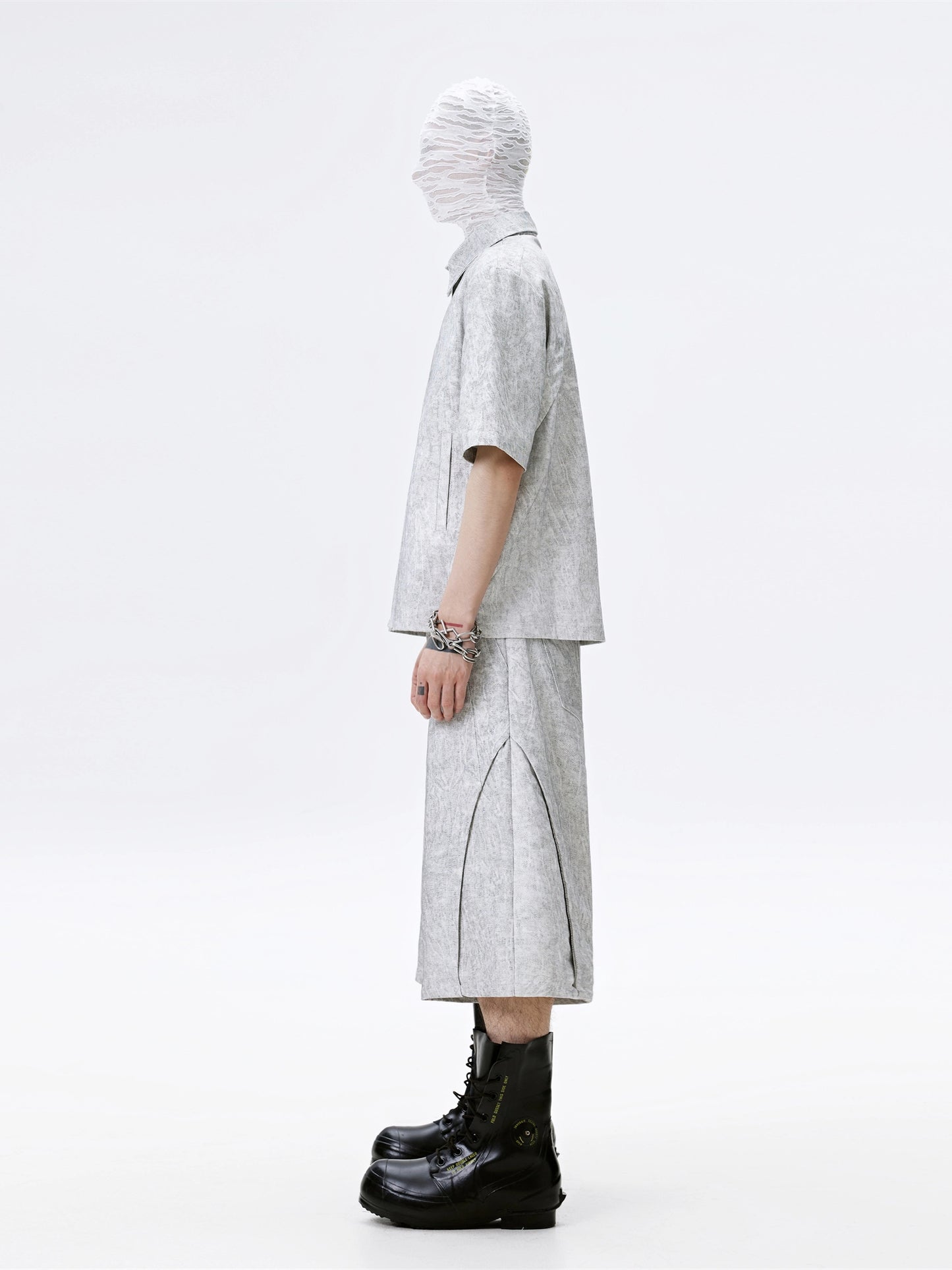FRKM SCD Veined Texture Zip Tree Pattern Top and Short - CARRIE.