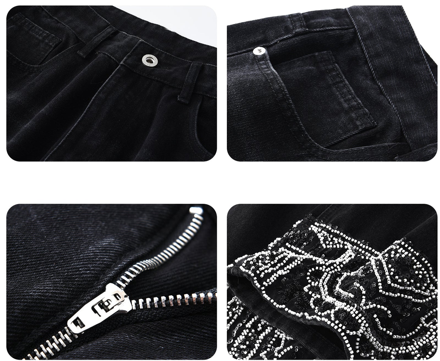 JIECHI  casual wide-leg diamond jean pants-ANDERSON.