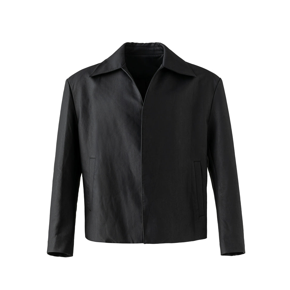 FRKM SCD SS Buckle Minimalist PU Leather Black Slim Fit Jacket - ISAAC.