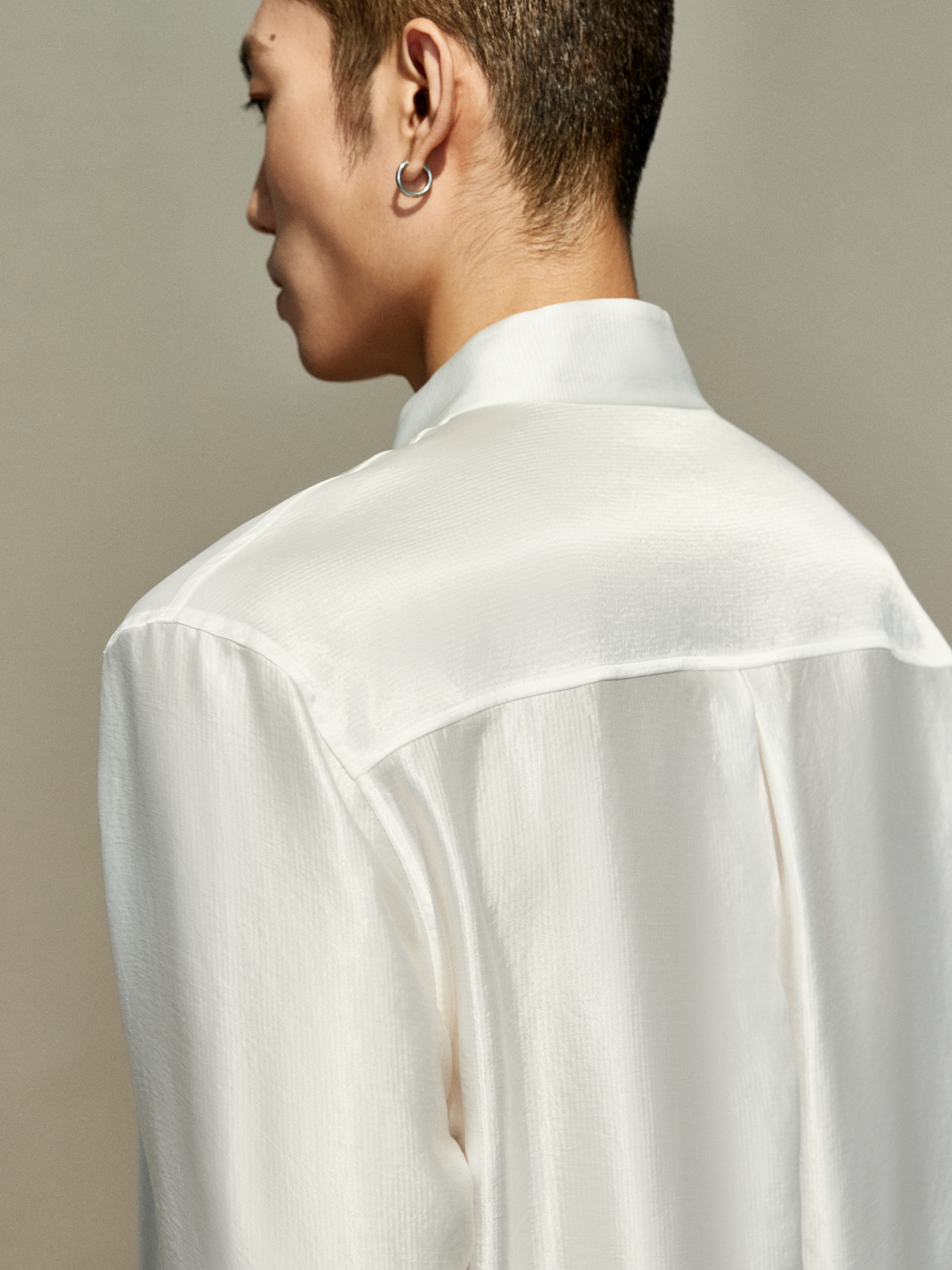 OWNLIFE acetic acid improved collar seersucker texture shirt - DAVE.