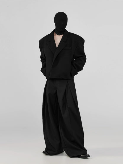 FRKM SCD Tweed Suit Black Loose Jacket with Concealed Buttons - BONNIE.