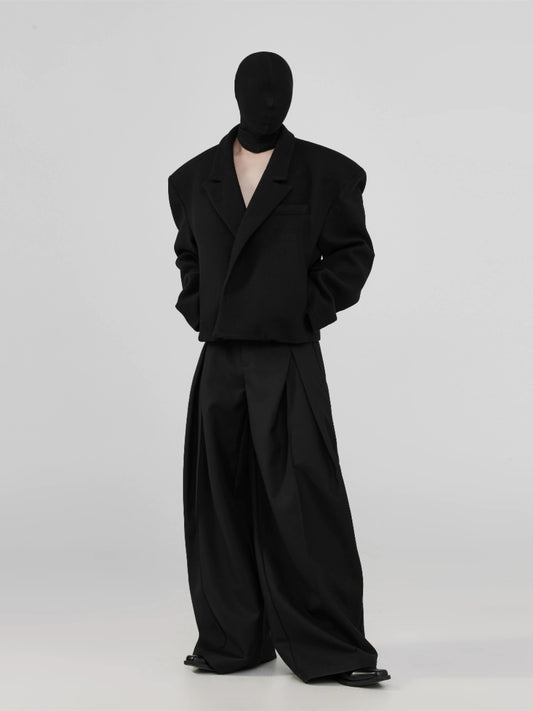 FRKM SCD Tweed Suit Black Loose Jacket with Concealed Buttons - BONNIE.