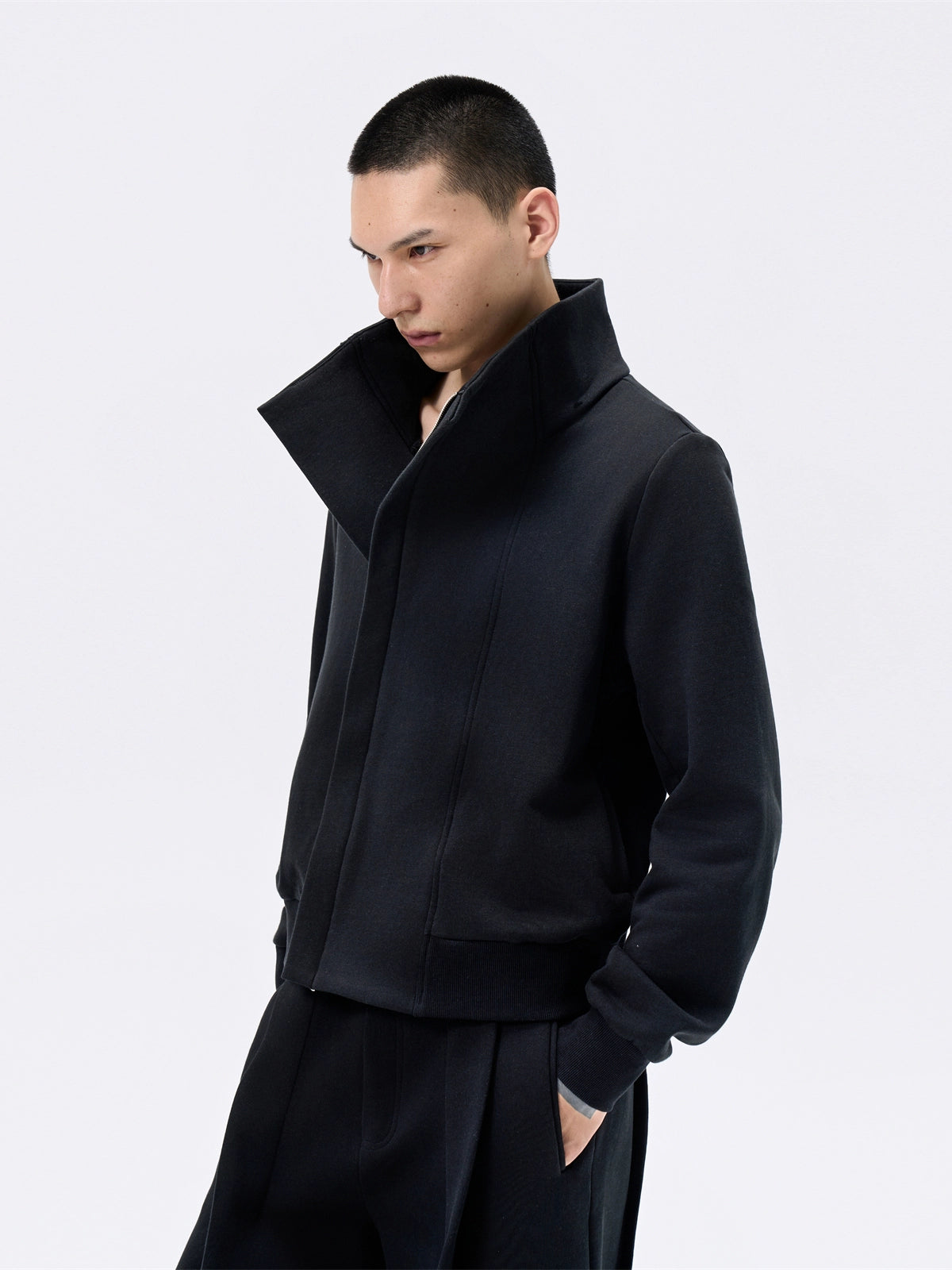 FRKM SCD Large Stand Collar Black Zip Sweatshirt and Pant Set - YEAR.