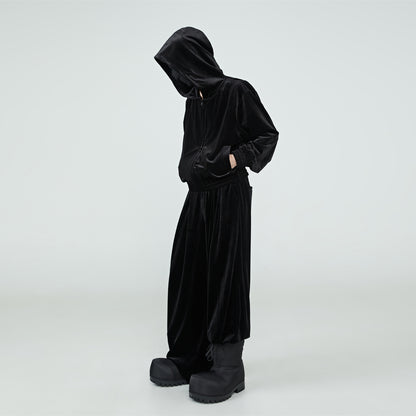 FRKM SCD Textured Velvet Sweatshirt Cardigan Jacket - GHOST.