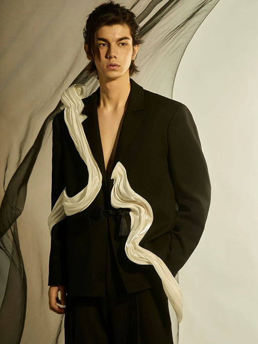 JIECHI  casual loose long sleeved artistic black suit - WELLS.