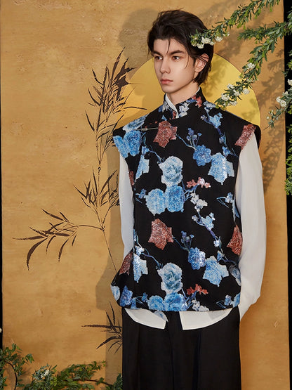 JIECHI stand-up collar multicolor sleeveless vest - WALLY.