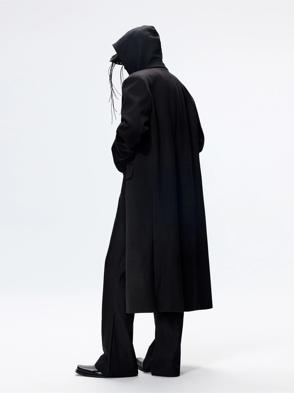 FRKM SCD Tweed Loose Black Shoulder Padded Thickened Coat- LIONEL.