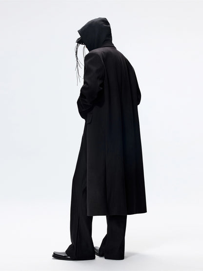 FRKM SCD Tweed Loose Black Shoulder Padded Thickened Coat- LIONEL.