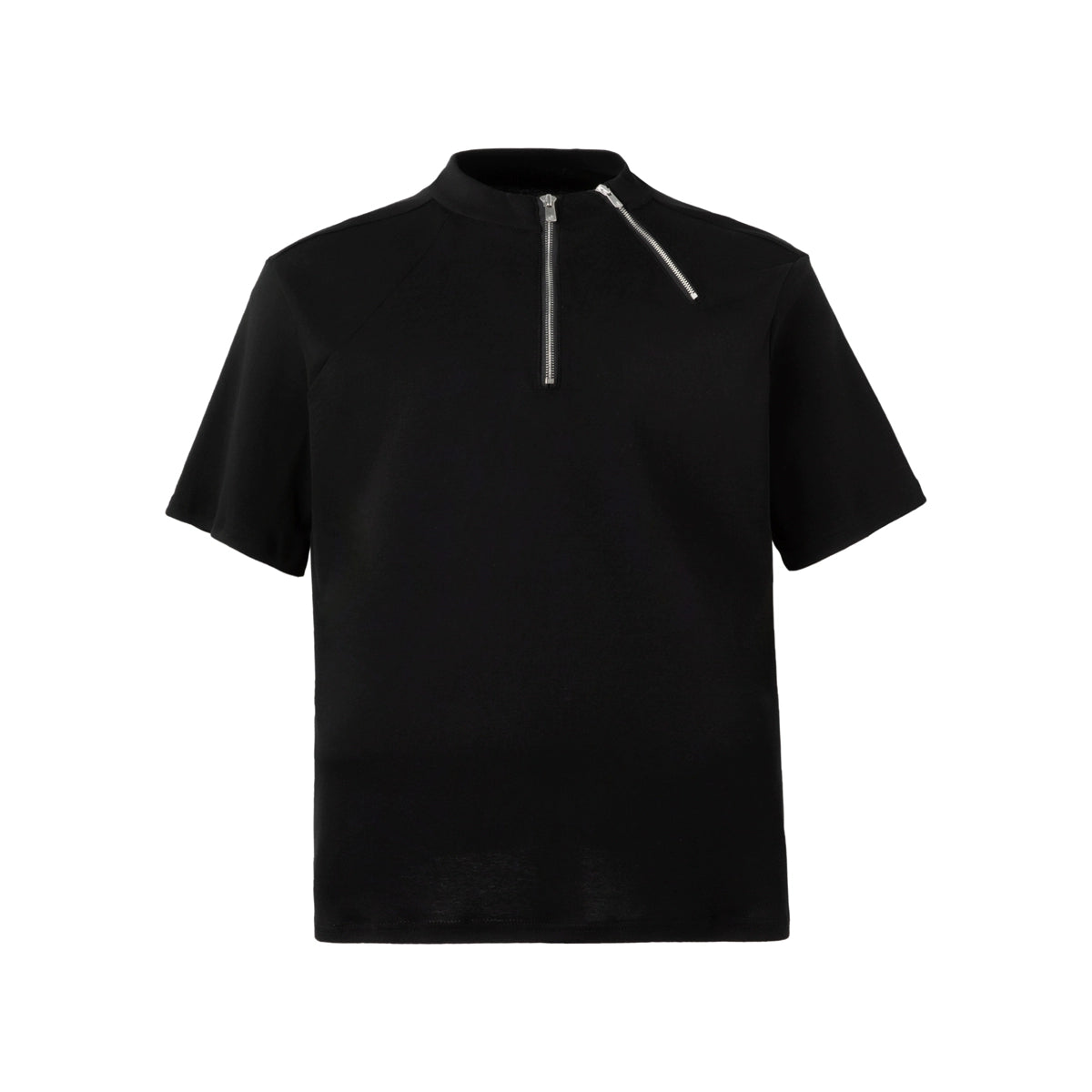 FRKM SCD Black Half Zip Small Neckline Short Sleeve Top - ALAN.