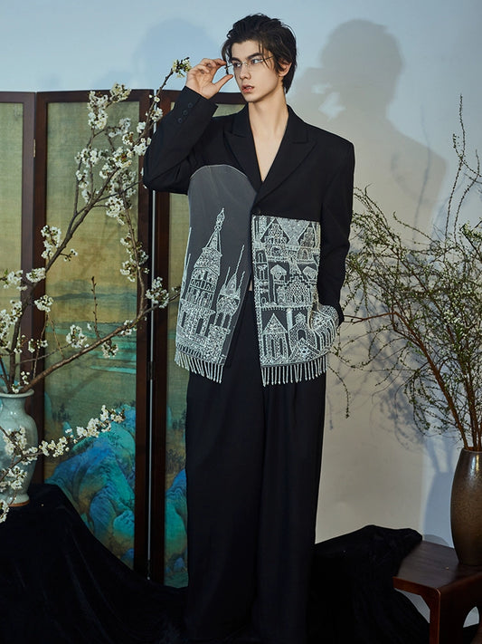 JIECHI  loose men's architectural print high-end suit - MACK.