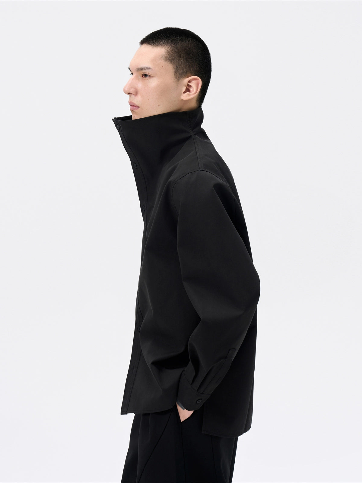 FRKM SCD Big Stand Collar Simple Loose Long Sleeve Shirt - TRAVIS.