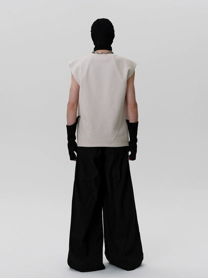 FRKM SCD Handmade Air Eye Bound Black Loose Wide-Leg Pants- ERNEST.