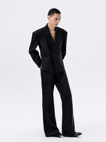 FRKM SCD 25 AW Herringbone Stripe Wide Shoulder Black Suit - QUEST.