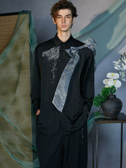 JIECHI  long-sleeved men's appliqué shirt -BRAHAM.