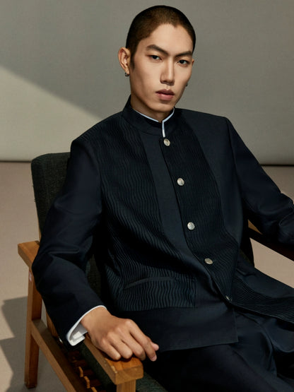 OWNLIFE wavy pattern modified tunic suit set - TOMMY.