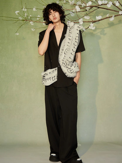 JIECHI Short Sleeve Men's Appliqué Shirt - GUSTAVO.