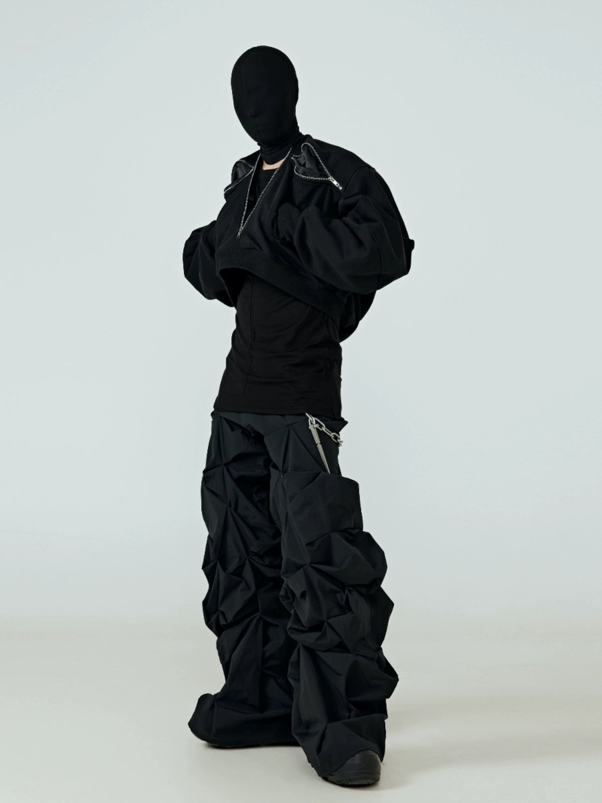 FRKM SCD Three-dimensional Pinch-Pleated Black Wide-leg Pants - OTIS.