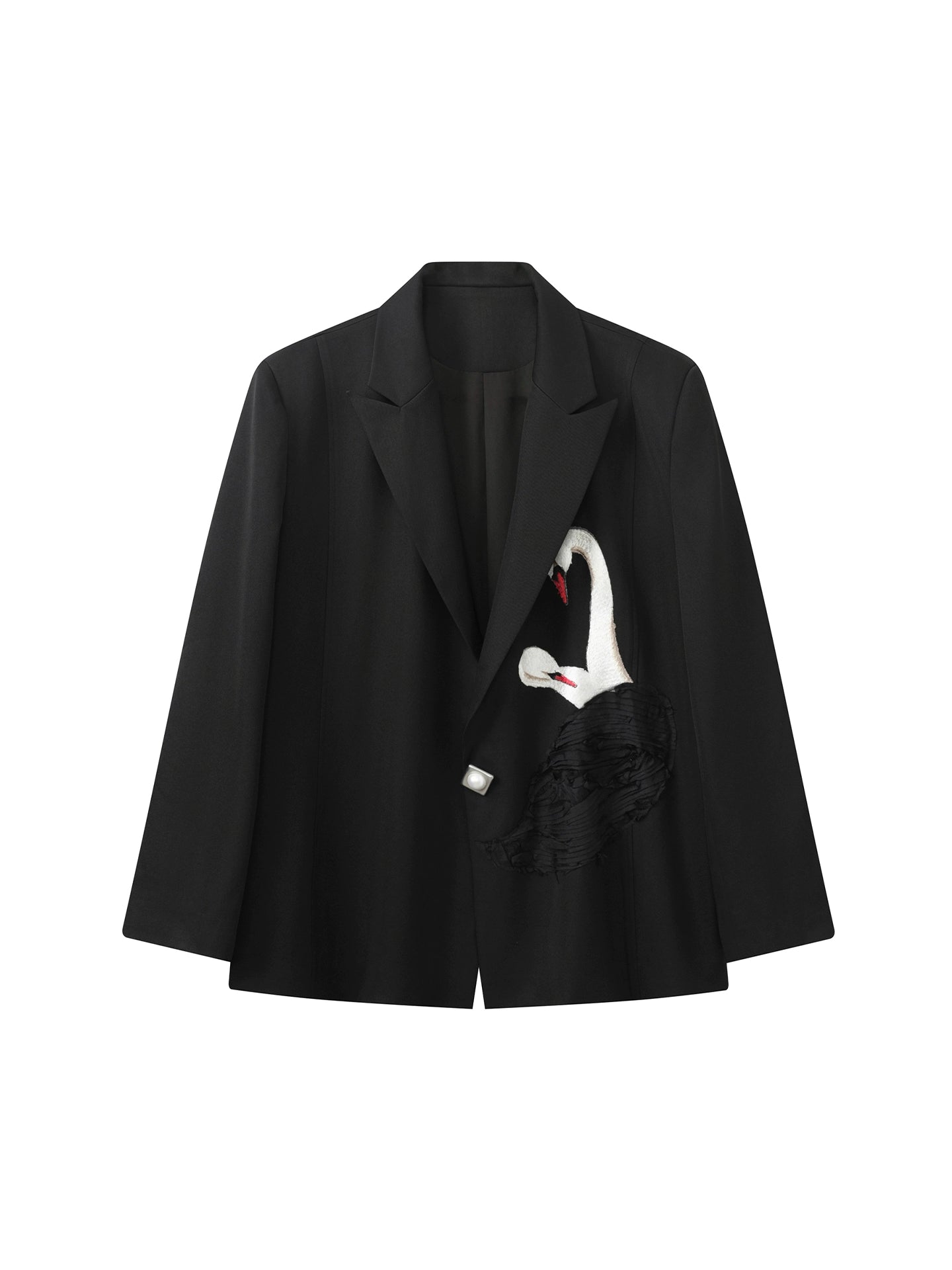 JIECHI silhouette black embroidered casual suit - CIAN.