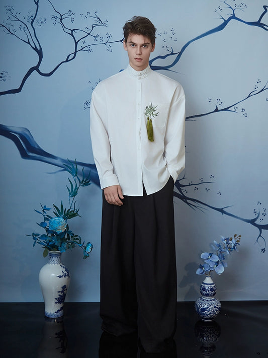 JIECHI white loose long-sleeved shirt - ZAC.