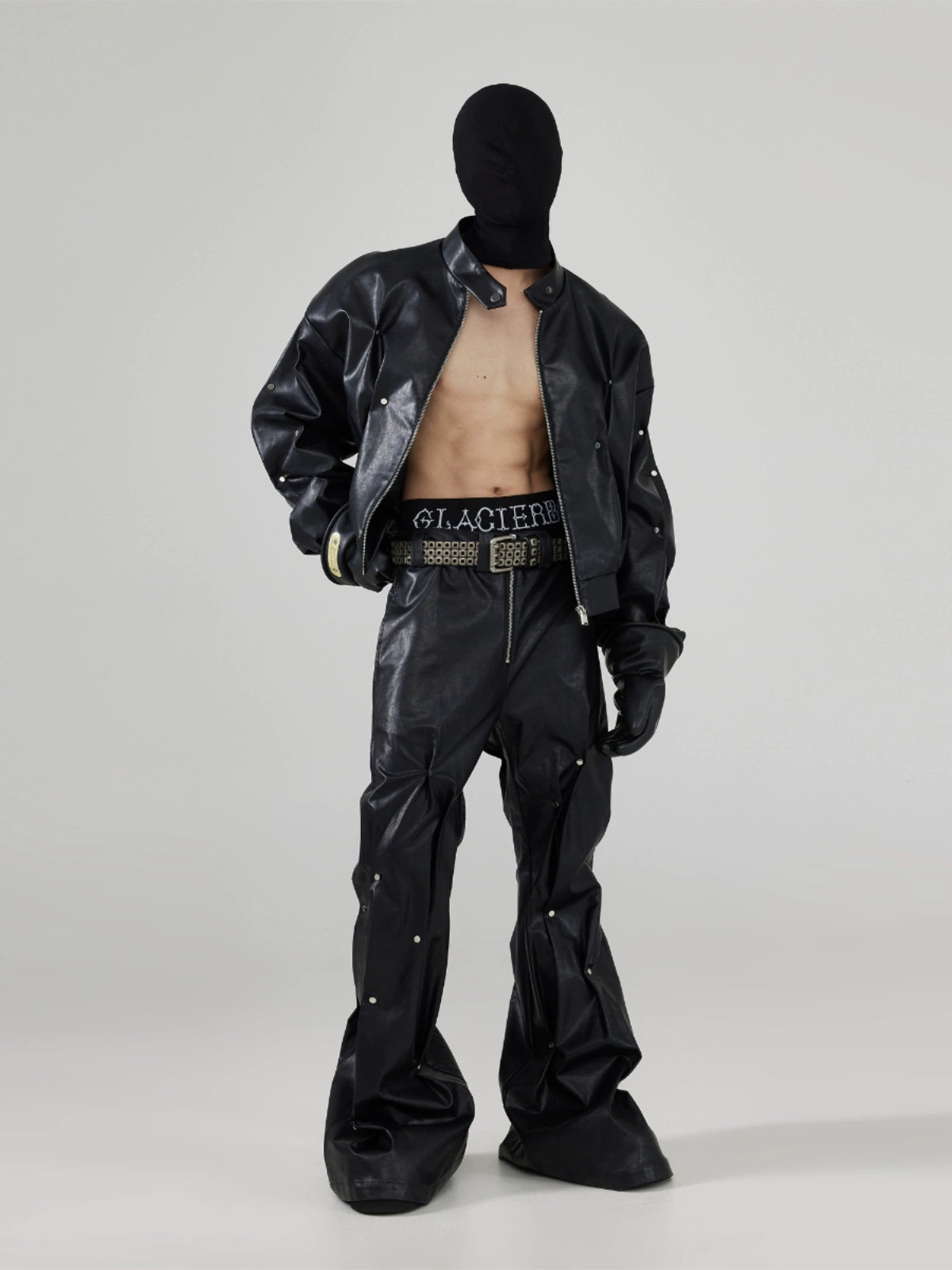 FRKM SCD Handmade Rivet Inlay Pinch Pleating Leather Pants Jacket- BAR.