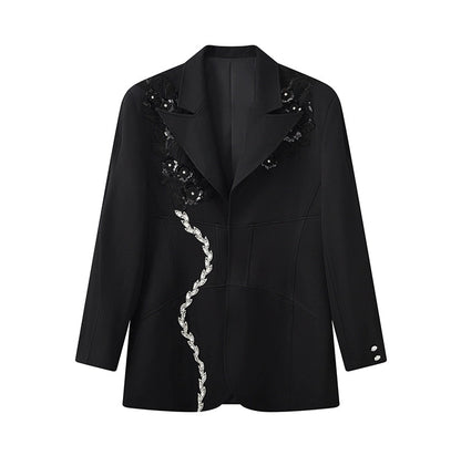 JIECHI  bead embellished casual loose blazers - FANIE.