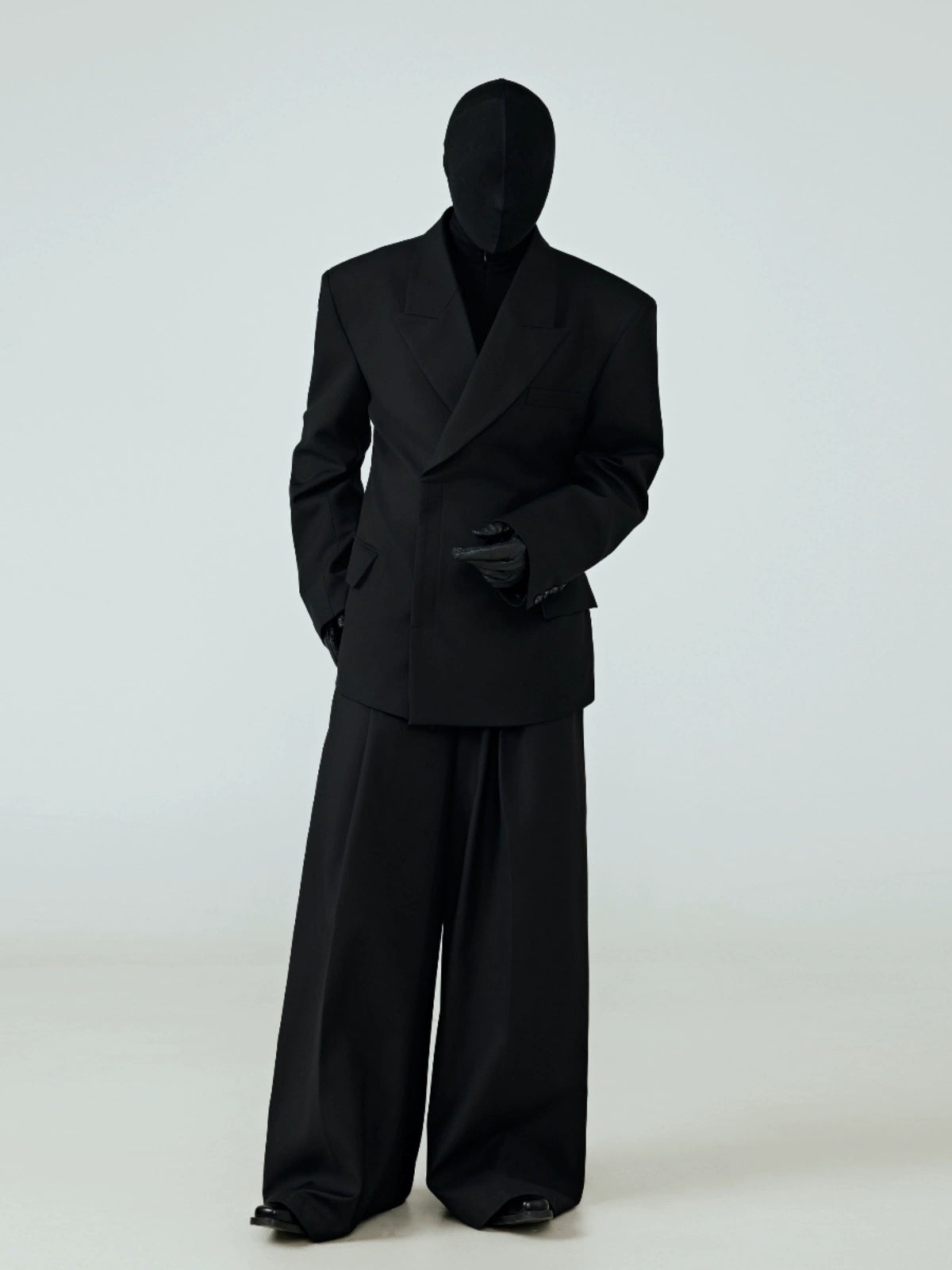 FRKM SCD  Nipped-in Waist Drap Inverted Triangle Fit Black Suit - SUNNY.