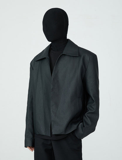 FRKM SCD SS Buckle Minimalist PU Leather Black Slim Fit Jacket - ISAAC.